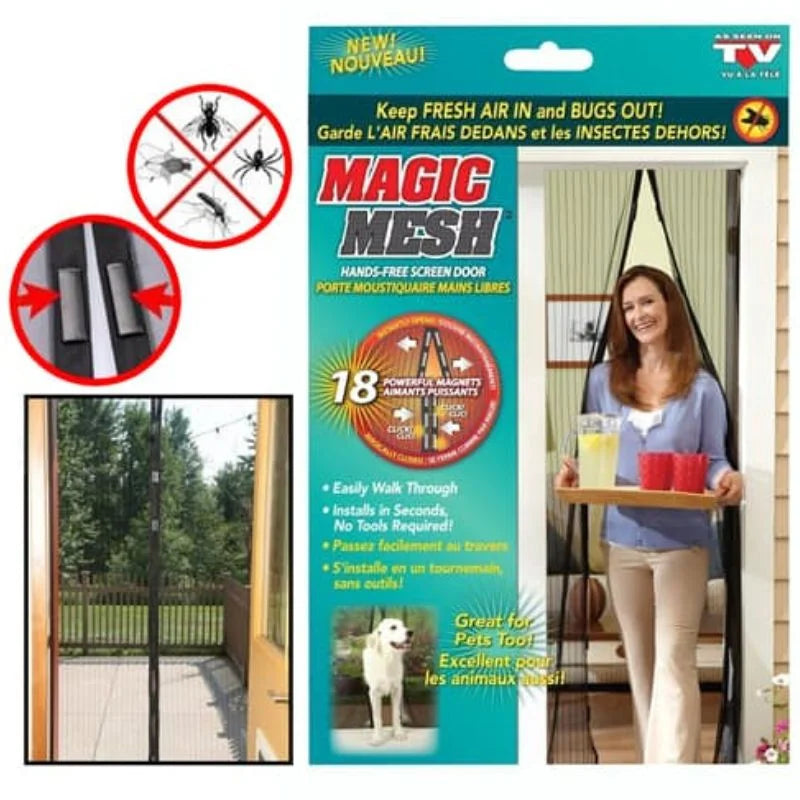 Hands-Free Retractable Magnetic Door Mesh | Magic Mesh Screen Door with Magnetic Closure