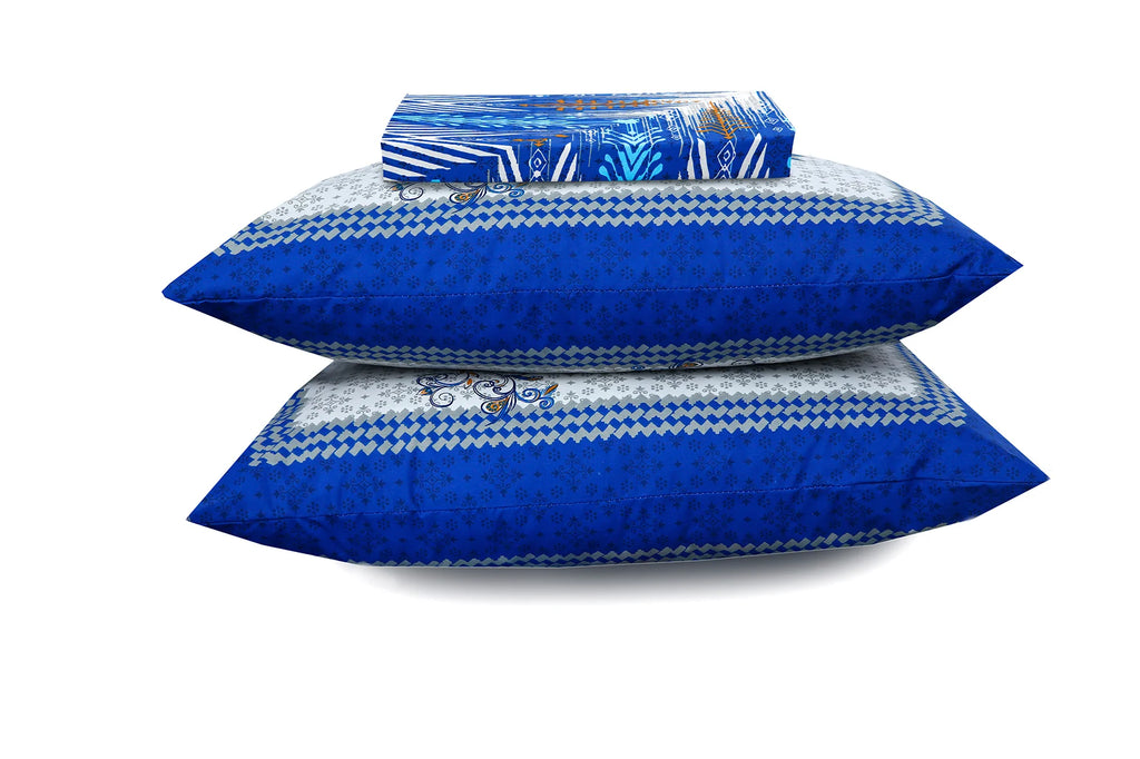 Azure 4Pcs Cotton Printed Bedsheet Set | Soft, Breathable & Elegant Bedding