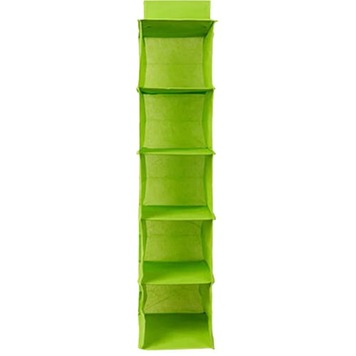 5 Shelf Clothes Hanging Organizer | Foldable Wardrobe Section Storage | Durable Fabric & Plastic